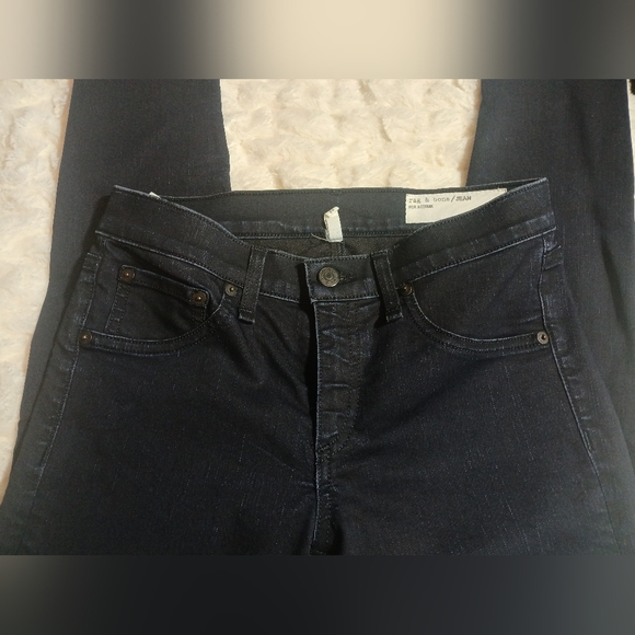 Rag & Bone Jeans 27 Cate Mid Rise Ankle Zip Skinny Midnight Blue - Picture 3 of 11